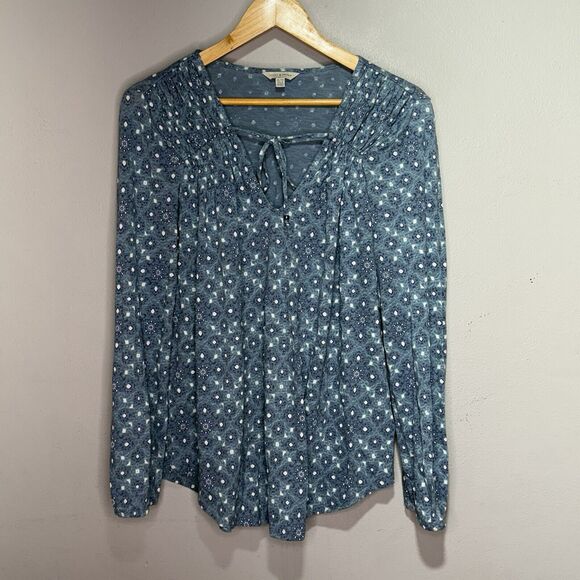 Lucky Brand Long Sleeve Top Women’s Size XL Blue Floral Print - Picture 5 of 8